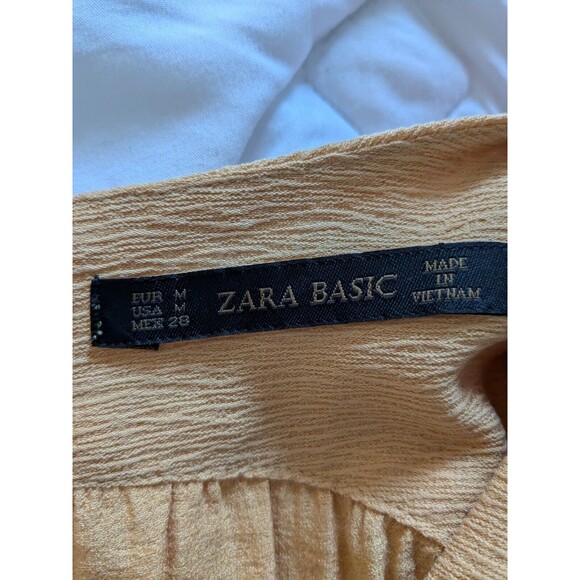 Zara Basic Dress Womens M Yellow Peasant Flowy Boho Boxy Fit Mini Cottagecore - Picture 3 of 16